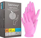 Перчатки нитриловые Benovy (100шт) розовые XS текстурированные, Малайзия